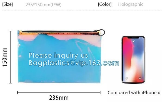 DAZZLING HOLOGRAPHIC, TPU PVC 레이저 화장품 가방, 메이크업 주최자 가방, 젤리 지갑, 행잉 세면도구