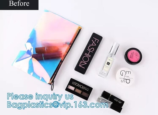 DAZZLING HOLOGRAPHIC, TPU PVC 레이저 화장품 가방, 메이크업 주최자 가방, 젤리 지갑, 행잉 세면도구