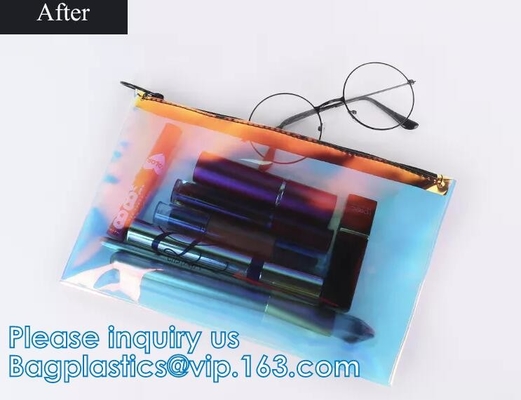 DAZZLING HOLOGRAPHIC, TPU PVC 레이저 화장품 가방, 메이크업 주최자 가방, 젤리 지갑, 행잉 세면도구