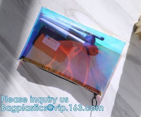 DAZZLING HOLOGRAPHIC, TPU PVC 레이저 화장품 가방, 메이크업 주최자 가방, 젤리 지갑, 행잉 세면도구