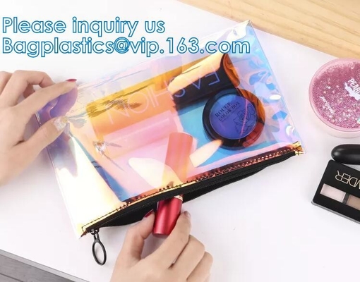 DAZZLING HOLOGRAPHIC, TPU PVC 레이저 화장품 가방, 메이크업 주최자 가방, 젤리 지갑, 행잉 세면도구