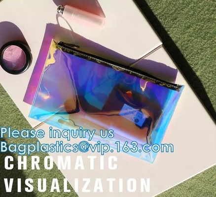 DAZZLING HOLOGRAPHIC, TPU PVC 레이저 화장품 가방, 메이크업 주최자 가방, 젤리 지갑, 행잉 세면도구
