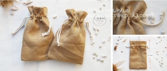 Drawstring 삼베 Natrual 황마 자루 보석 사탕 주머니 크리스마스 웨딩 파티 호의 선물 가방