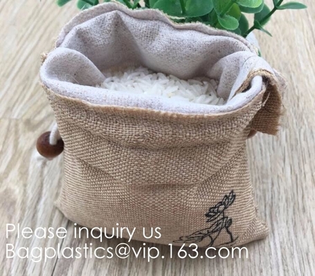Drawstring 삼베 Natrual 황마 자루 보석 사탕 주머니 크리스마스 웨딩 파티 호의 선물 가방