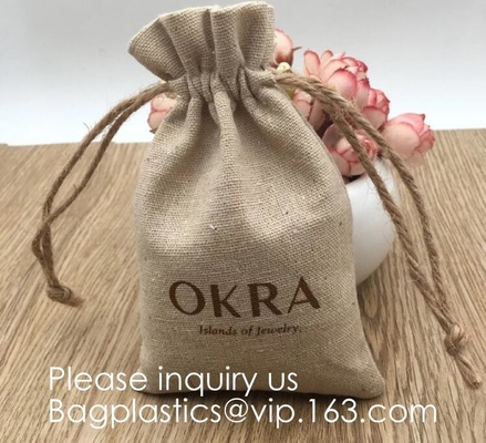 Drawstring 삼베 Natrual 황마 자루 보석 사탕 주머니 크리스마스 웨딩 파티 호의 선물 가방
