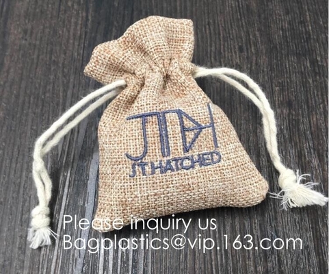Drawstring 삼베 Natrual 황마 자루 보석 사탕 주머니 크리스마스 웨딩 파티 호의 선물 가방