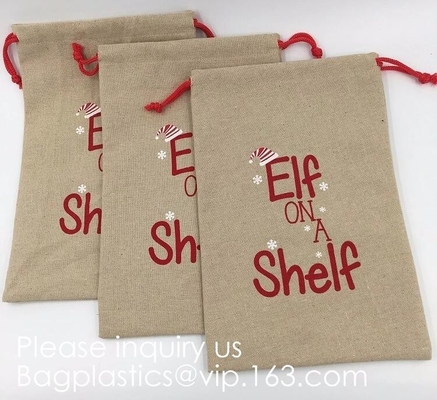 Drawstring 삼베 Natrual 황마 자루 보석 사탕 주머니 크리스마스 웨딩 파티 호의 선물 가방