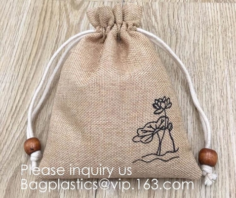 Drawstring 삼베 Natrual 황마 자루 보석 사탕 주머니 크리스마스 웨딩 파티 호의 선물 가방