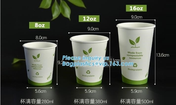 환경 친화적이고 블오데그라드러블, 퇴비성, PLA가 버릴 수 있는 뜨거운 추운 음료수 컵 세트, 카페, 판매점, 키오스크를 정렬시켰습니다