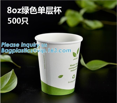 환경 친화적이고 블오데그라드러블, 퇴비성, PLA가 버릴 수 있는 뜨거운 추운 음료수 컵 세트, 카페, 판매점, 키오스크를 정렬시켰습니다