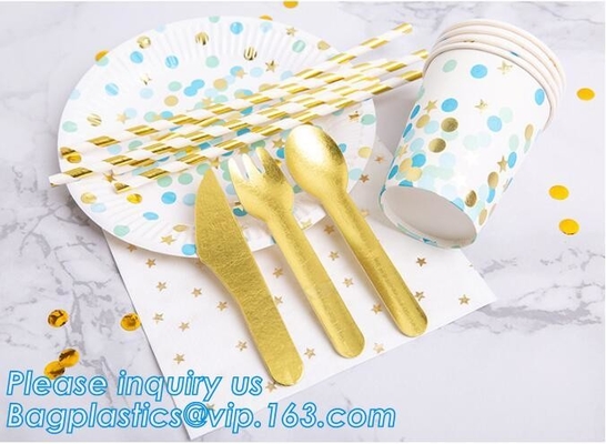 파티 용품 접시, 컵, 스푼, 포크, 냅킨, 식기 세트, 종이와 세트 플라스틱 식기류, 식기류