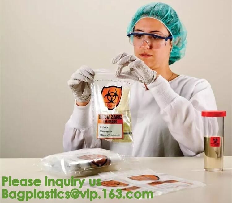 재사용 가능한 재밀봉 가능한 생물학적 위험 표본 가방, 실험실 샘플 가방, 지퍼락, 외부 포켓 서류 파우치