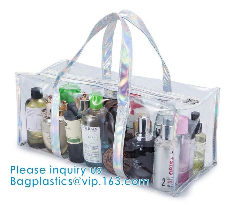 PVC 여행 화장 화장품 저장 백, 대용량 여성용 대형 손가방, 화장용 옷 주최 가방
