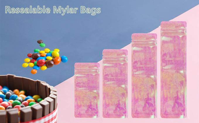 재밀봉 가능한 홀로그램 지플락 백, 슬라이드락 백 냄새 방지 Mylar Baggies 0