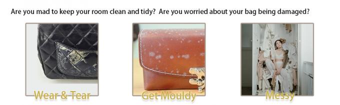 멀티 사이즈, 핸드백 보관 먼지 덮개 가방, 핸드백 및 지갑, 손잡이 지퍼가 있는 견고한 PVC 주최자 홀더 1