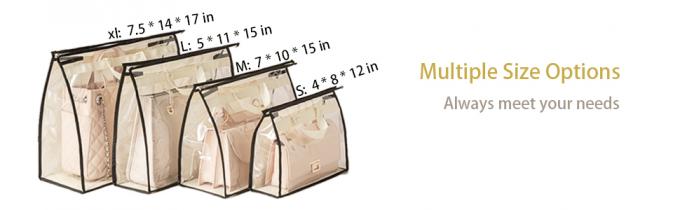 멀티 사이즈, 핸드백 보관 먼지 덮개 가방, 핸드백 및 지갑, 손잡이 지퍼가 있는 견고한 PVC 주최자 홀더 6