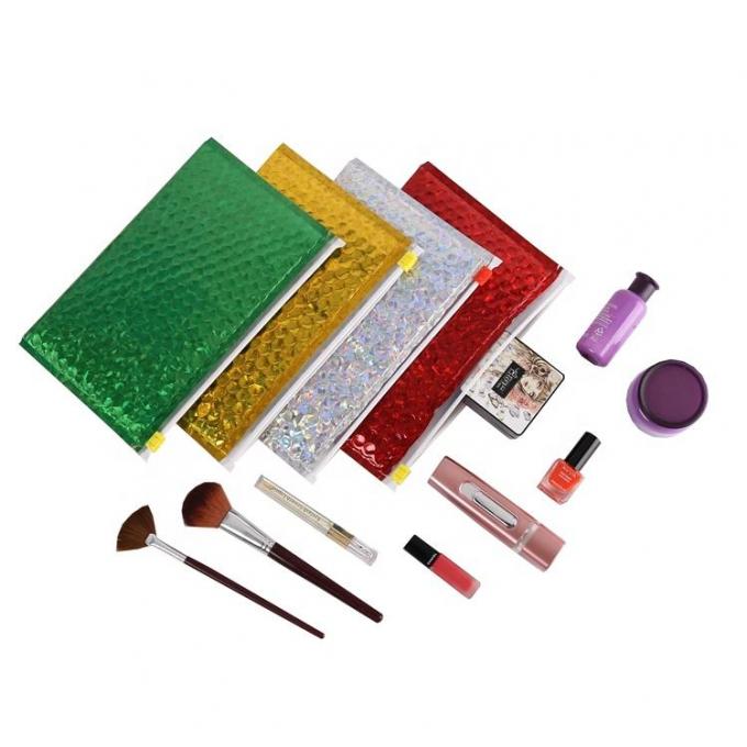 재사용 가능한 메탈릭 매트 광택 홀로그램 지플락 백, 다시 닫을 수 있는 화장품 포장 버블 파우치 슬라이더 지퍼 0