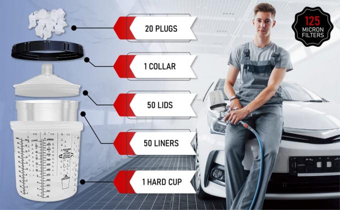 일회용 리필, 자동차 스프레이 컵 페인트 하드 컵, 건 컵, 페인트 혼합 컵, 스프레이 컵 시스템 0