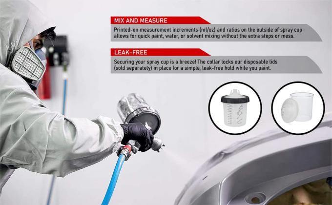 일회용 리필, 자동차 스프레이 컵 페인트 하드 컵, 건 컵, 페인트 혼합 컵, 스프레이 컵 시스템 2