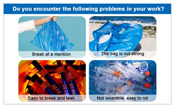 폴리프로필렌 생물학적 위험 처리 가방, 경고 라벨, 살균 인쇄, 생물학적 위험 기호가 있는 폐기물 가방 2