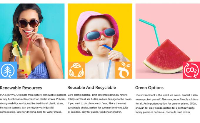 PLA 식물 기반, 개별 랩, 칵테일 빨대, 친환경, 옥수수 전분, 플렉시, 스푼, 포크, 컬터리 1