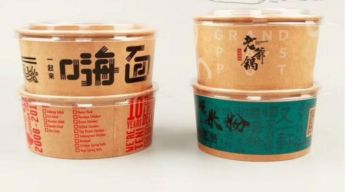 우호적인 Eco, 오일 방지, 샐러드 수프 쌀국수 그릇, 대나무 펄프, 버릴 수 있, 크라프트 지 보울 덮개 2