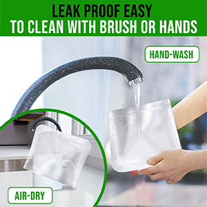 PEVA, 실리콘, 재활용 저장 재밀봉할 수 있는 냉장고 식품백, 누출 내구성 지플록식 밀폐된 점심 용기 4